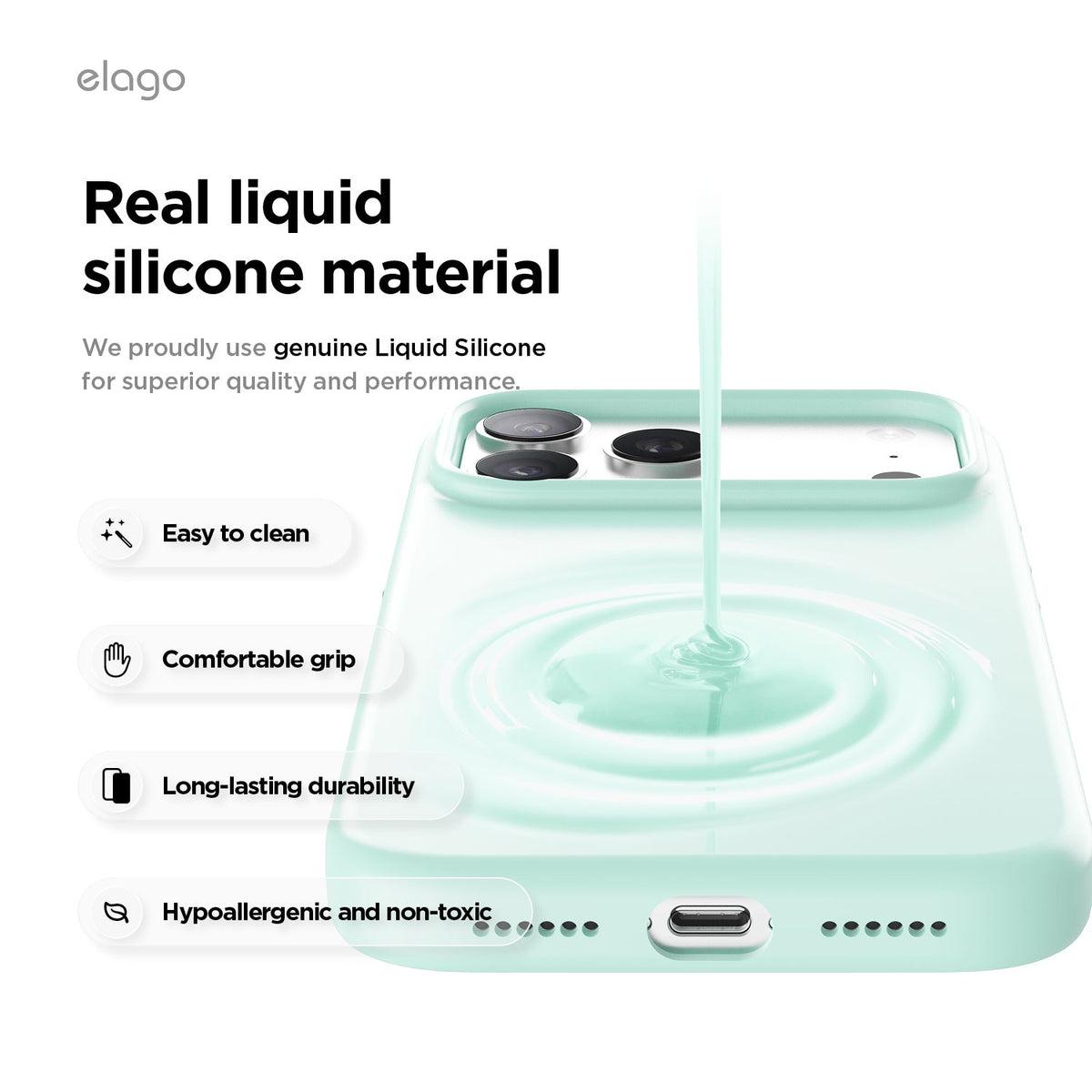 Elago Mag Silicone Case for iPhone 17 Pro Max / iPhone 18 Pro Max - Aqua Sky