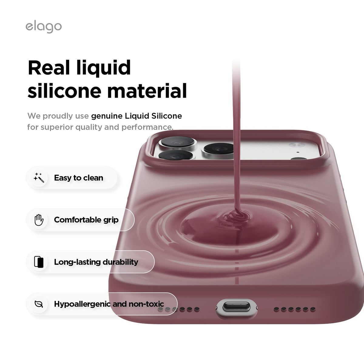 Elago Mag Silicone Case for iPhone 17 Pro Max / iPhone 18 Pro Max - Burgundy