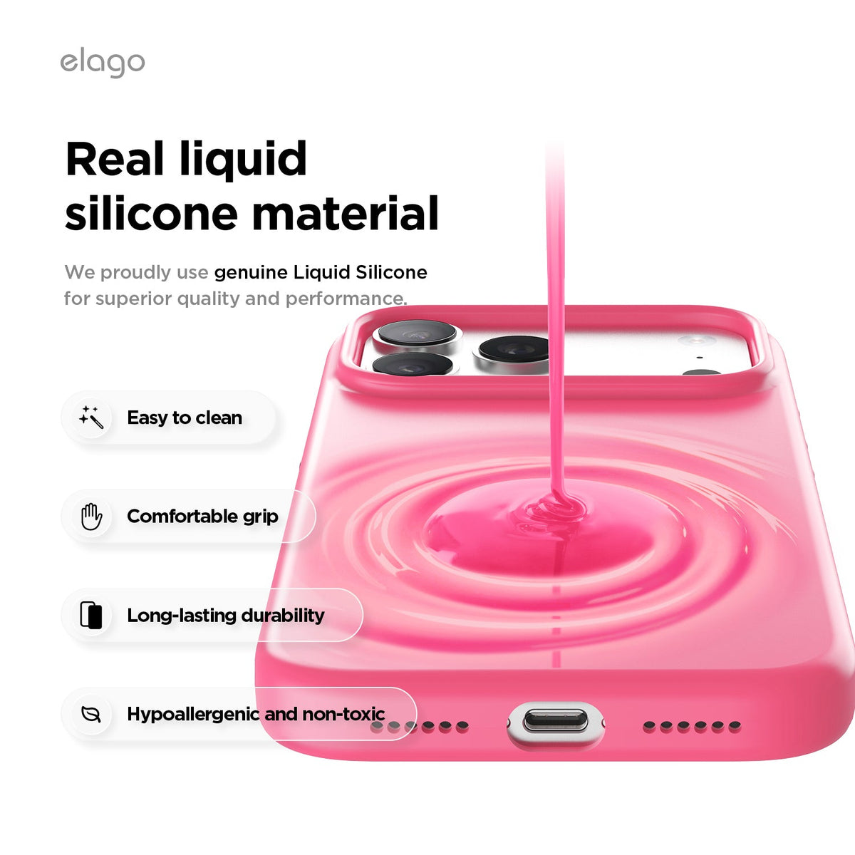 Elago Mag Silicone Case for iPhone 17 Pro Max / iPhone 18 Pro Max - Ice Red