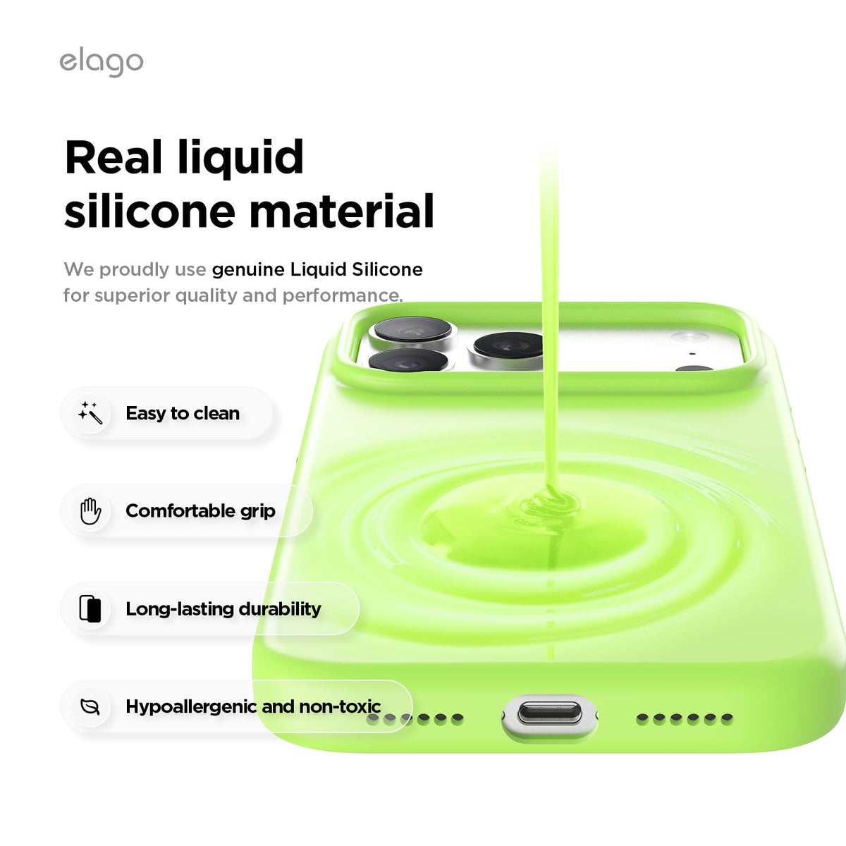 Elago Mag Silicone Case for iPhone 17 Pro Max / iPhone 18 Pro Max - Lime Green