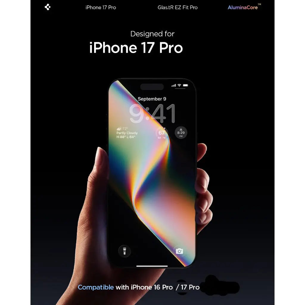 واقي شاشة Spigen iPhone 17 Pro Privacy Screen Protector Glas.tR EZ Fit