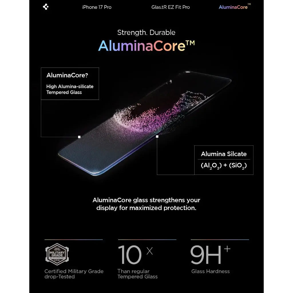 واقي شاشة Spigen iPhone 17 Pro Privacy Screen Protector Glas.tR EZ Fit