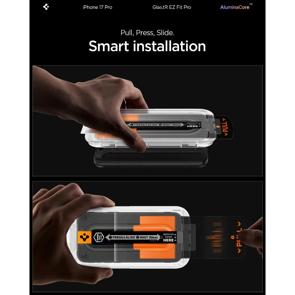 واقي شاشة Spigen iPhone 17 Pro Privacy Screen Protector Glas.tR EZ Fit