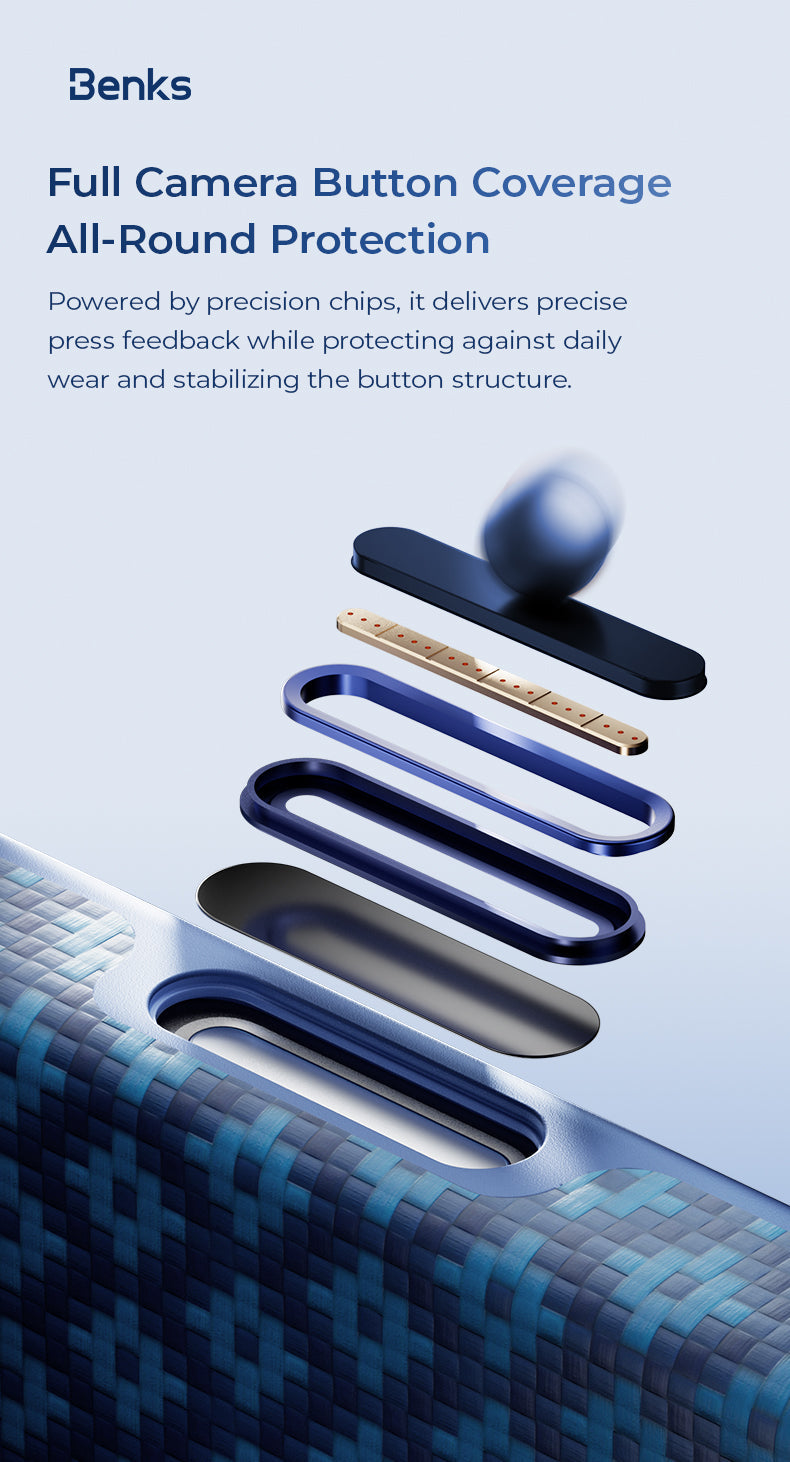 Benks ArmorGrid Edge X9 Case built with Kevlar® for iPhone 18 Pro / 18 Pro Max - Beyond Blue features