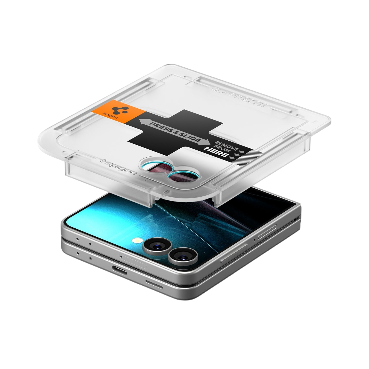 حماية شاشة Spigen GLAS.tR EZ Fit لجهاز Samsung Galaxy Z Flip 7 - عبوة من 2
