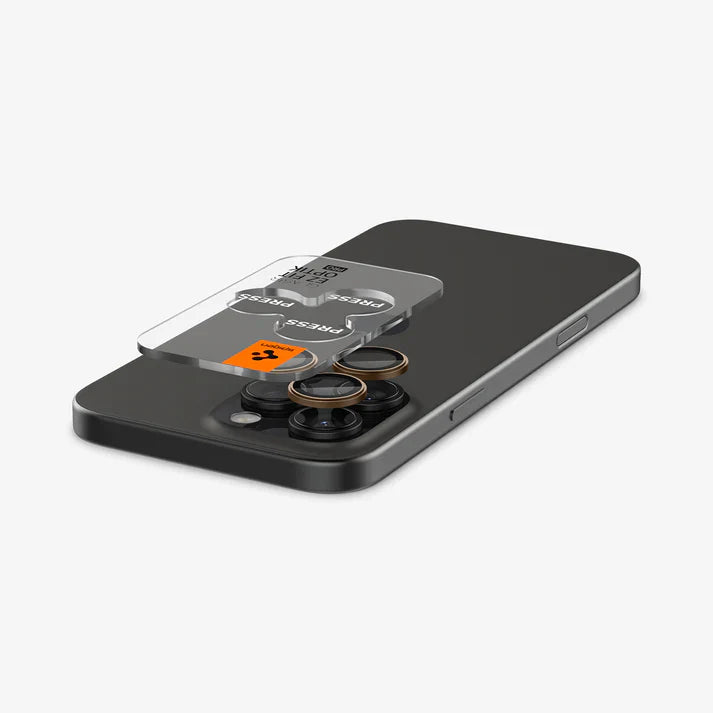 Spigen iPhone 16 Pro Max / 16 Pro Camera Lens Protector EZ Fit GLAS.tR Optik Pro - Desert Titanium
