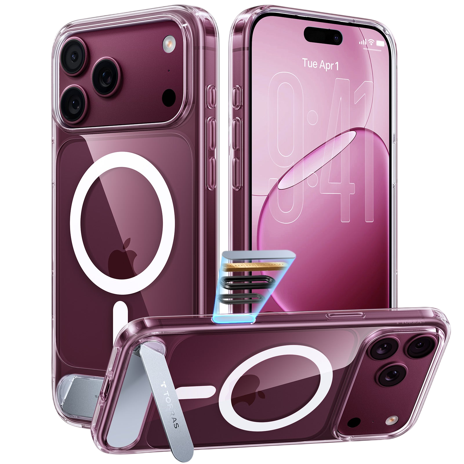Torras Ostand L1 Case for iPhone 17 Pro Max / iPhone 18 Pro Max - Clear