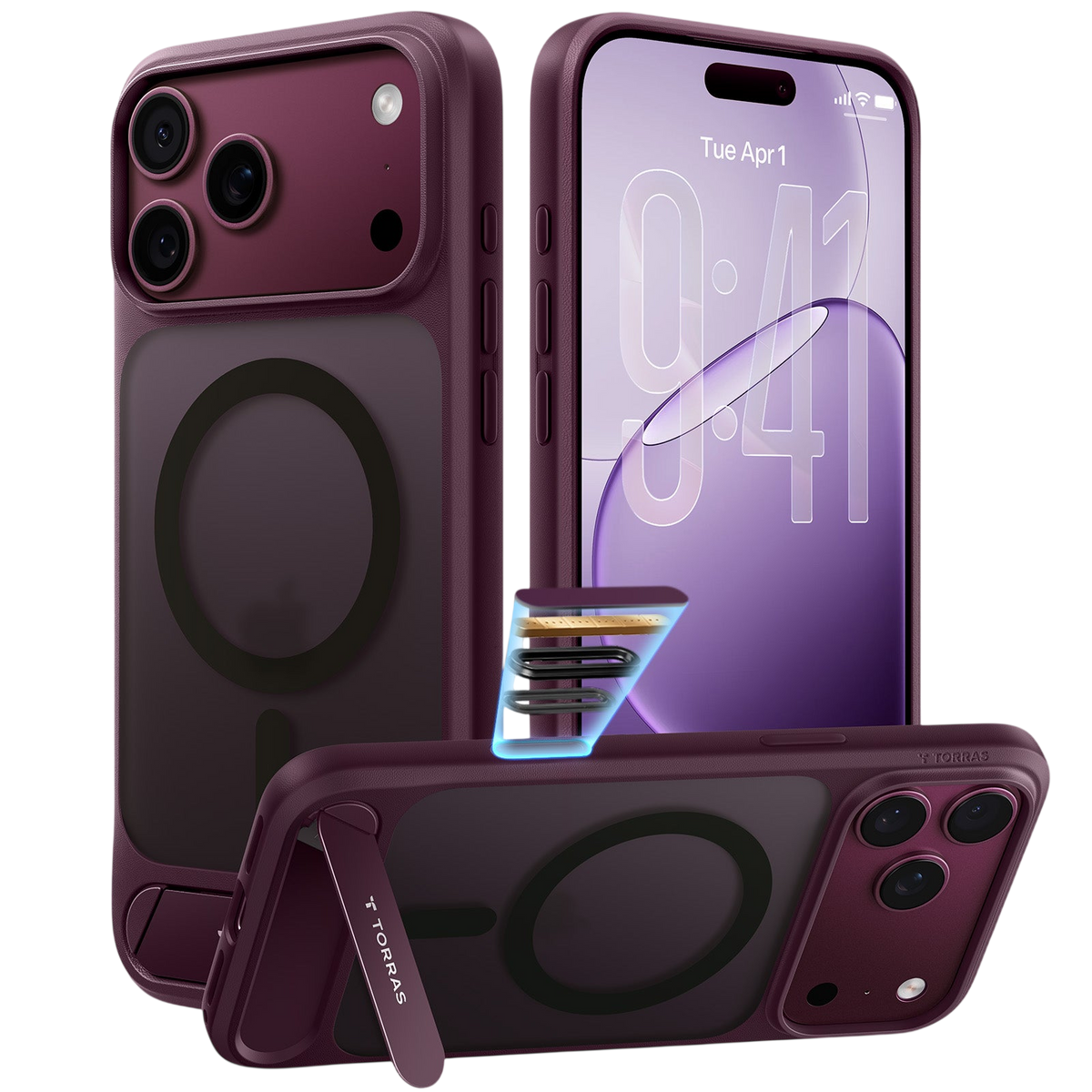 Torras Ostand L1 Case for iPhone 17 Pro / iPhone 18 Pro - Purple