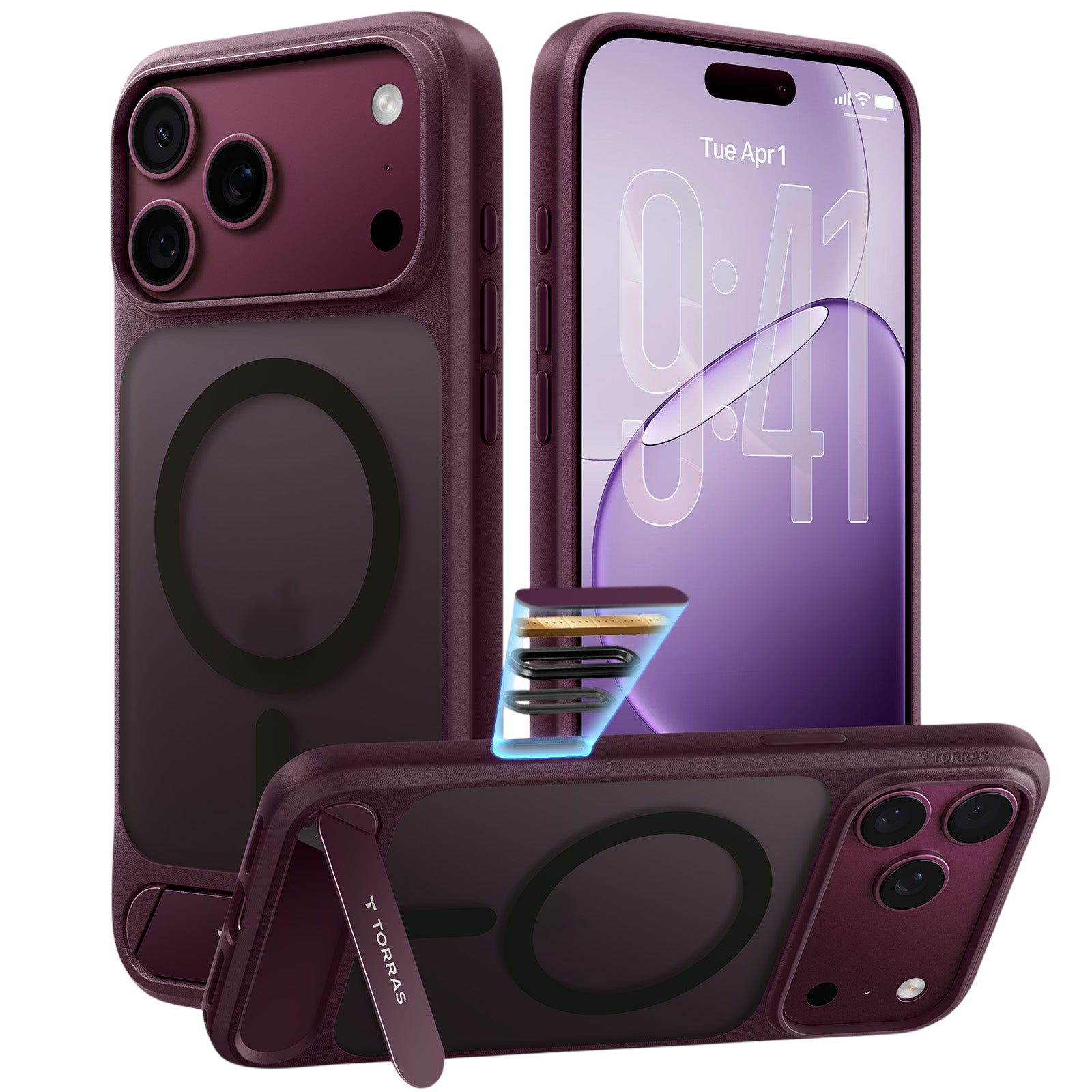 Torras Ostand L1 Case for iPhone 17 Pro / iPhone 18 Pro - Purple