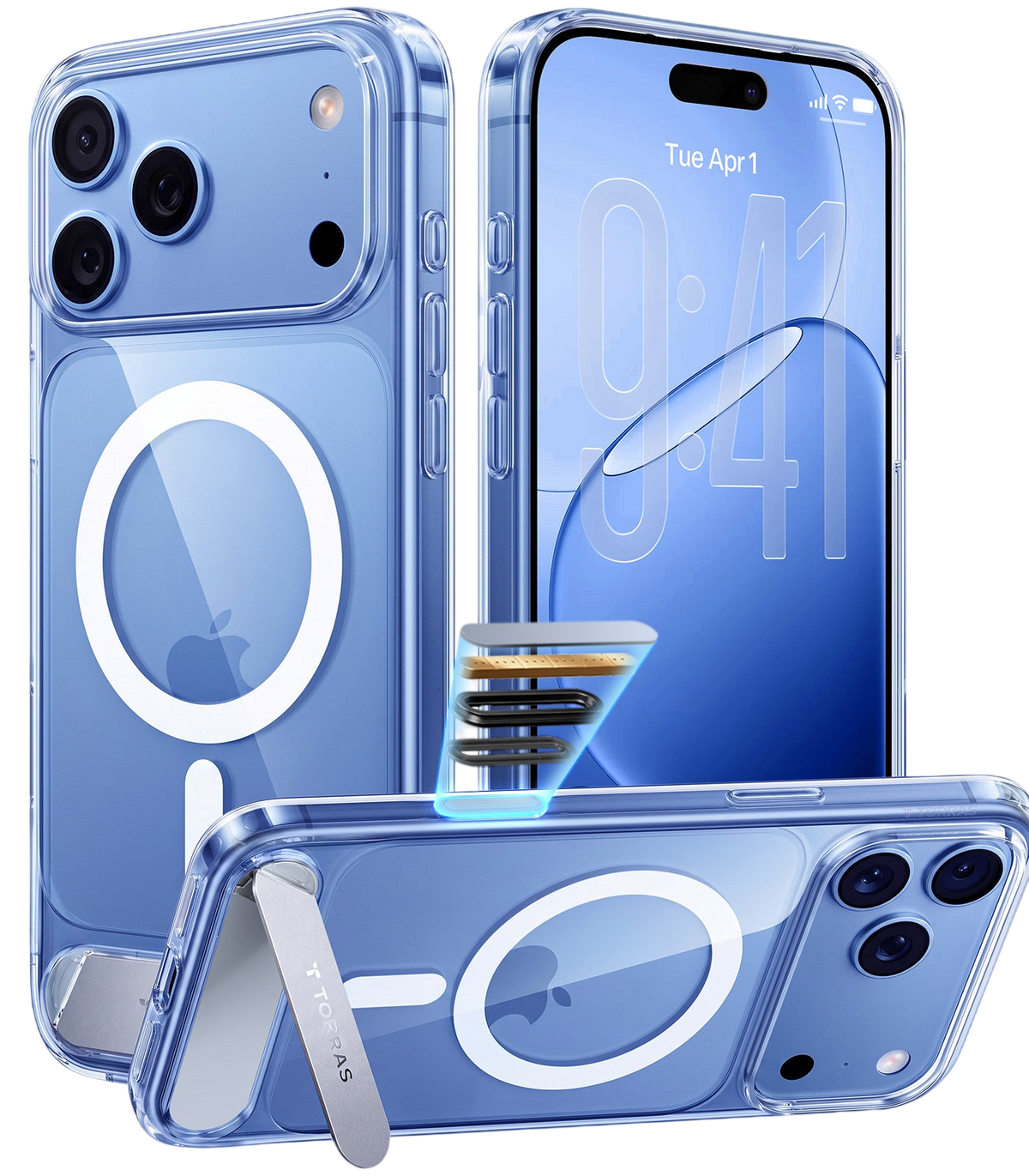 Torras Ostand L1 Case for iPhone 17 Pro / iPhone 18 Pro - Clear