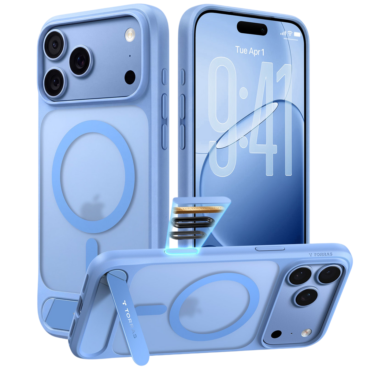 Torras Ostand L1 Case for iPhone 17 Pro Max / iPhone 18 Pro Max - Blue