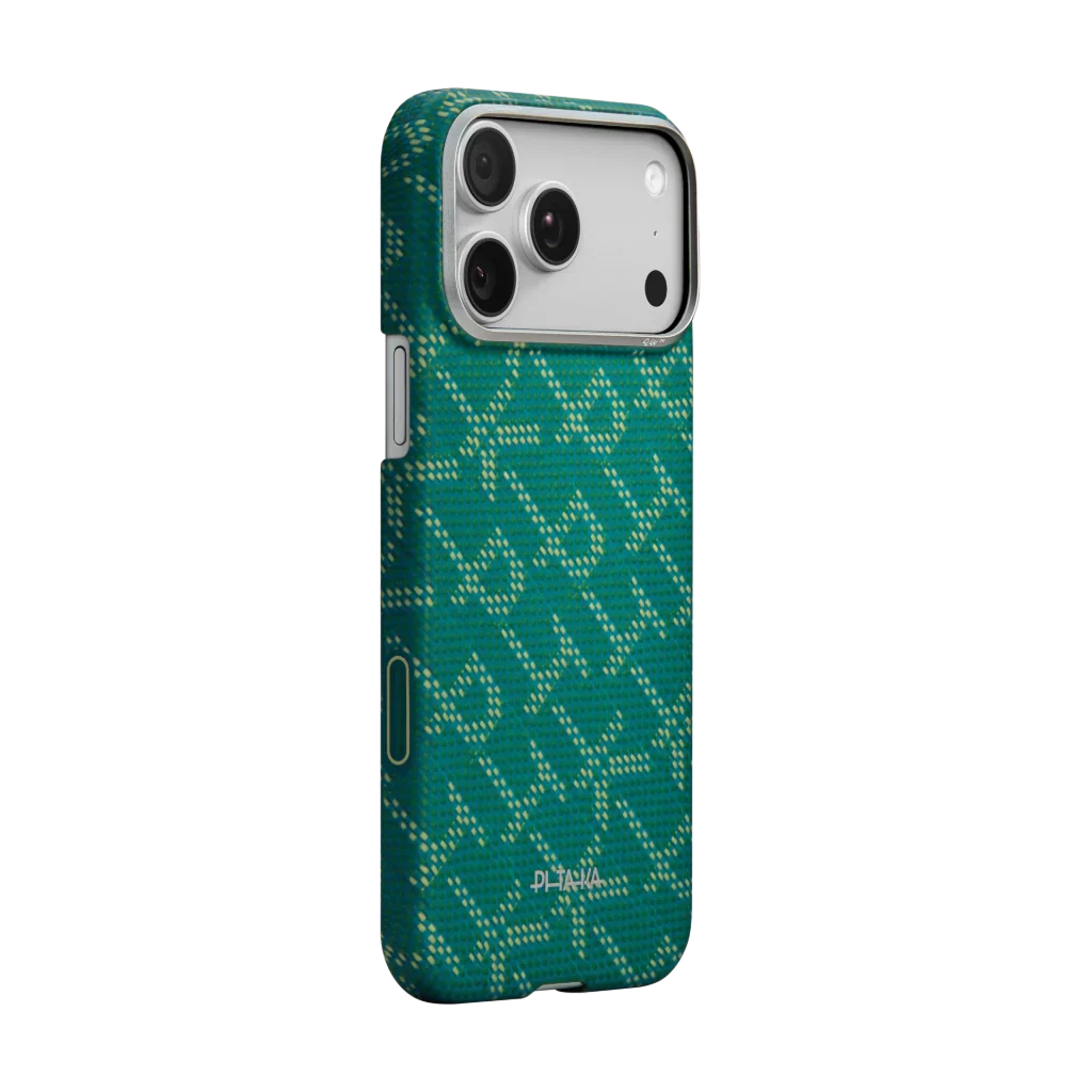 #PTK Leaping - Gold/Green_pitaka-monogram-ultra-slim-case-for-iphone-17-pro-max