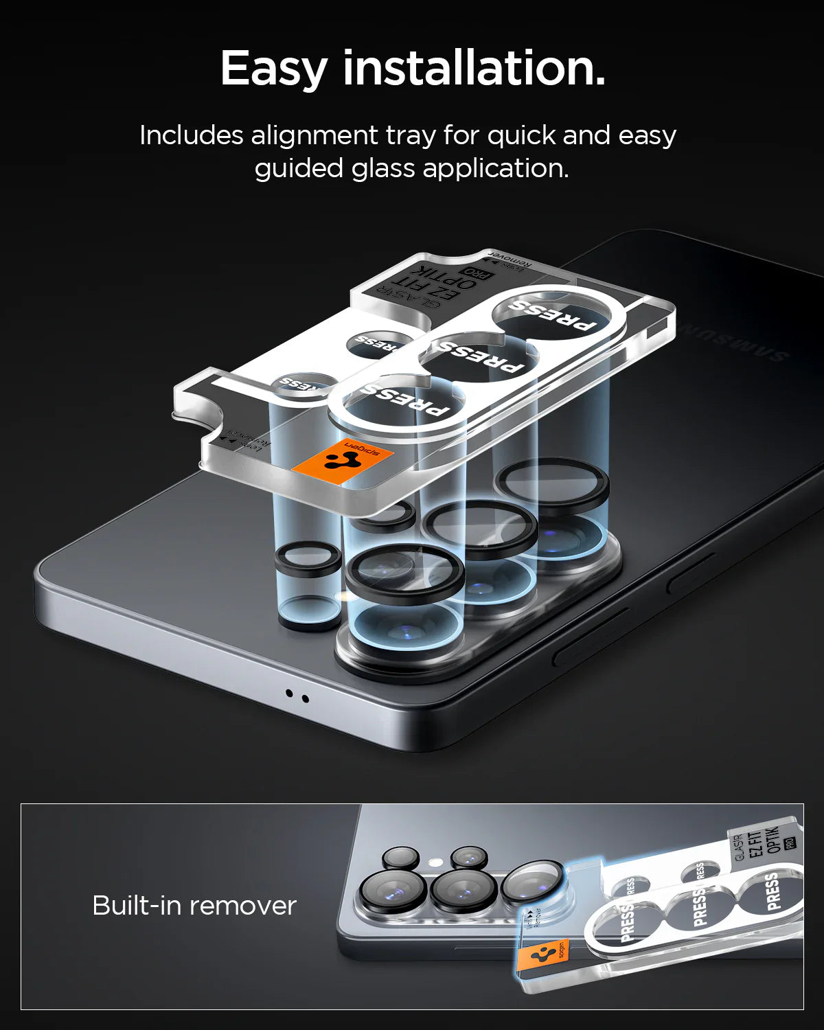 حامي عدسة Spigen Glas.tREZFit Optik Black لسلسلة Galaxy S26 Ultra - عبوة من 2