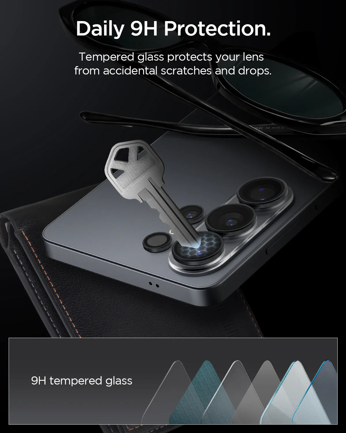 حامي عدسة Spigen Glas.tREZFit Optik Black لسلسلة Galaxy S26 Ultra - عبوة من 2