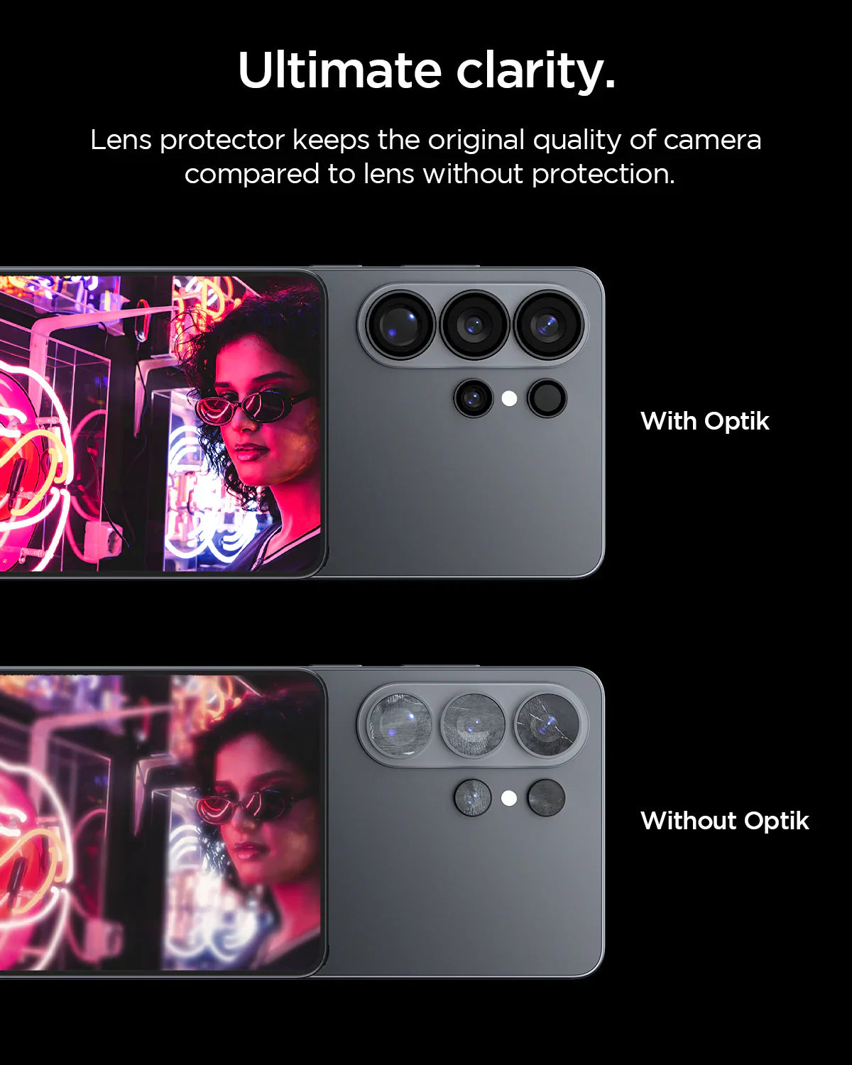 حامي عدسة Spigen Glas.tREZFit Optik Black لسلسلة Galaxy S26 Ultra - عبوة من 2