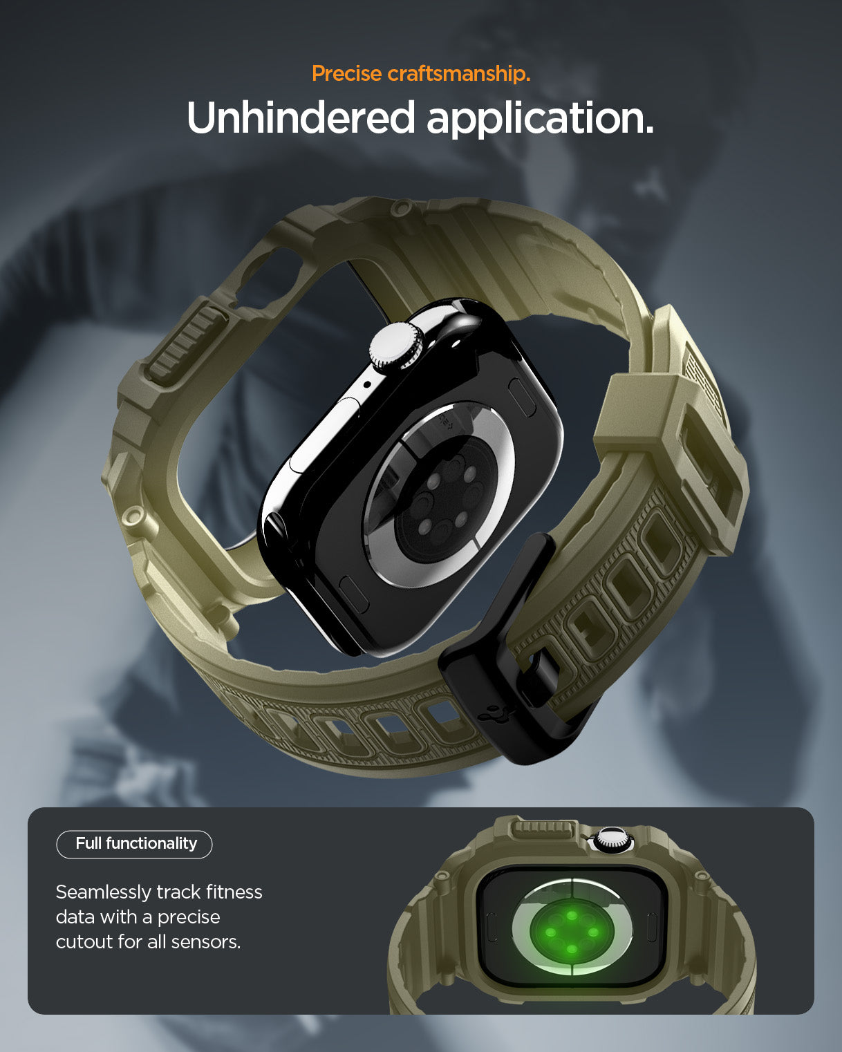 حافظة سبجن روجيد أرمور برو 2 + حزام لساعات أبل ووتش سيريز 11 / 10 46مم