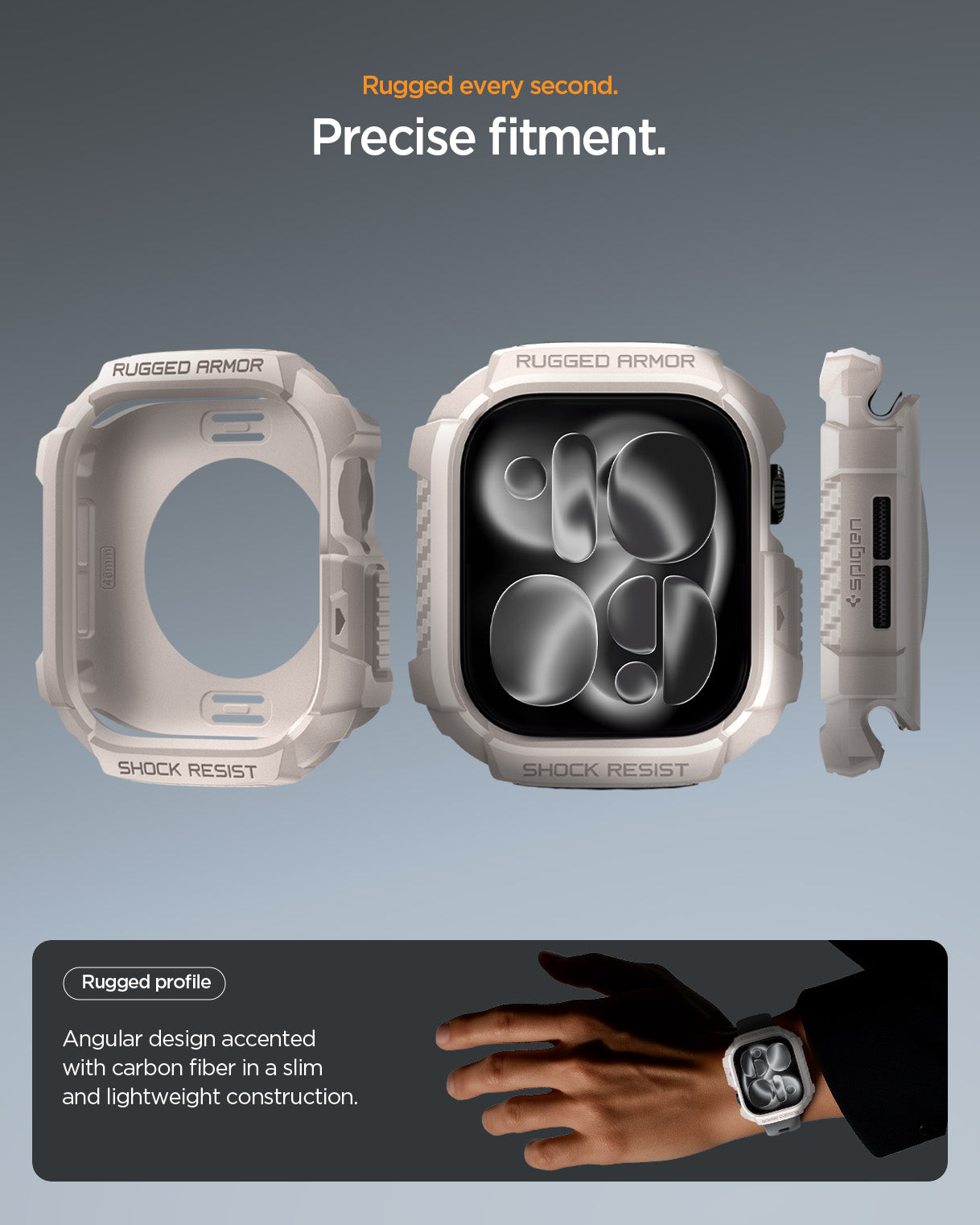 حافظة سبجن روجيد أرمور 2 لسلسلة ساعة آبل 11 / سلسلة 10 46mm