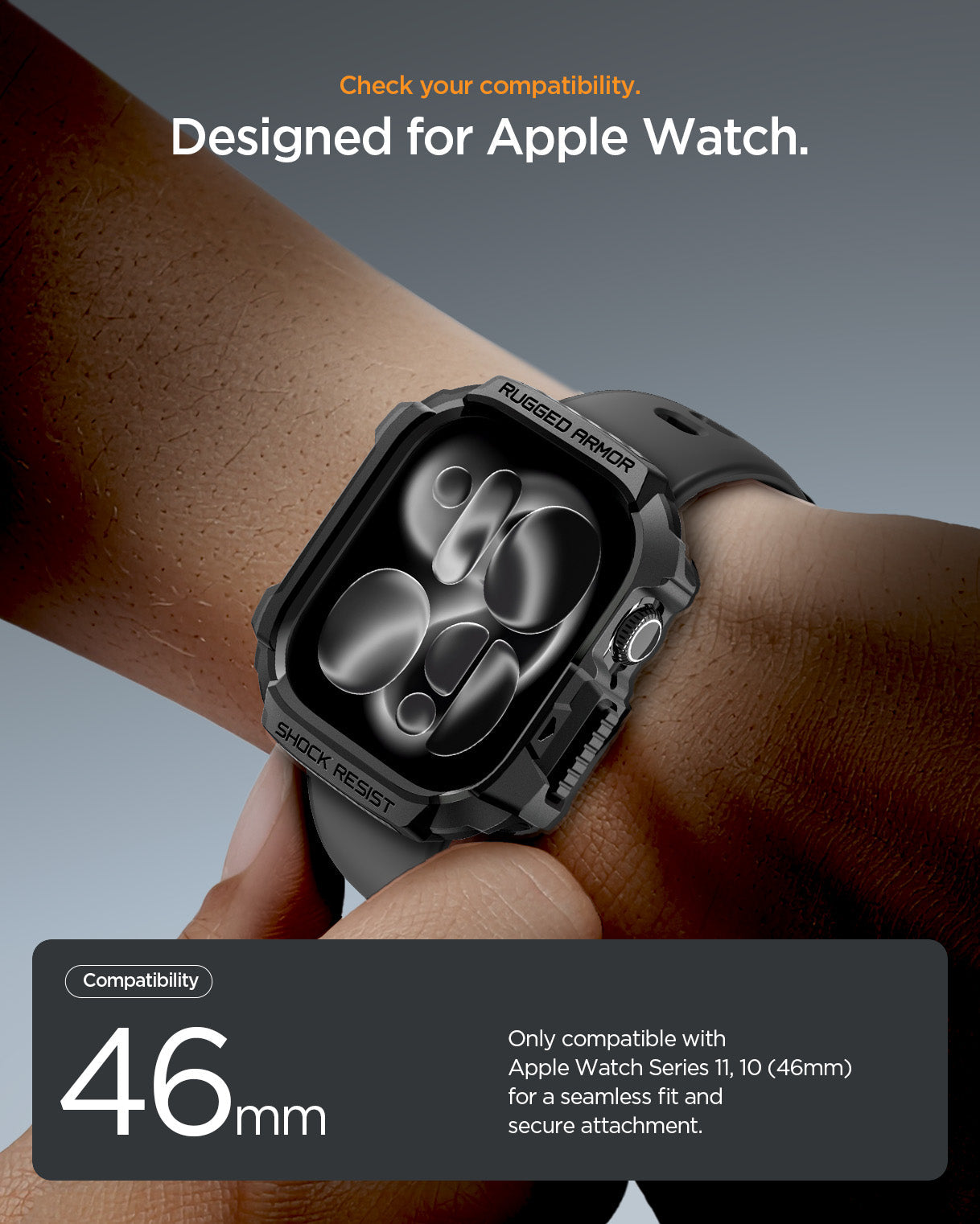 حافظة سبجن روجيد أرمور 2 لسلسلة ساعة آبل 11 / سلسلة 10 46mm