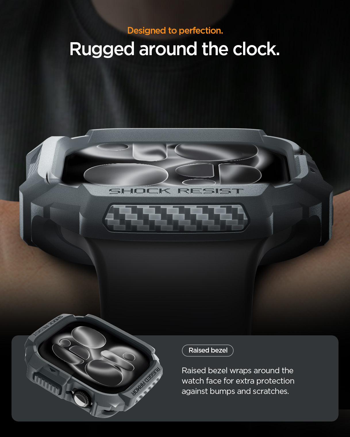 حافظة سبجن روجيد أرمور 2 لسلسلة ساعة آبل 11 / سلسلة 10 46mm