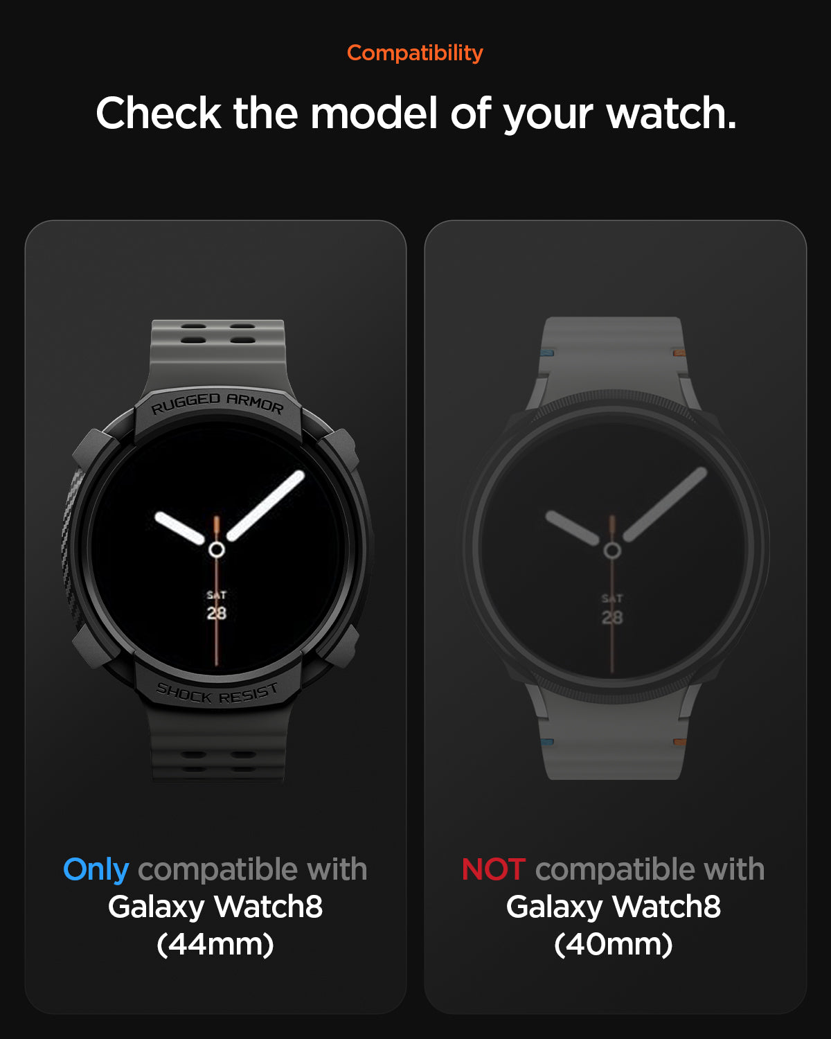 Spigen Rugged Armor Case for Samsung Galaxy Watch 8 44mm