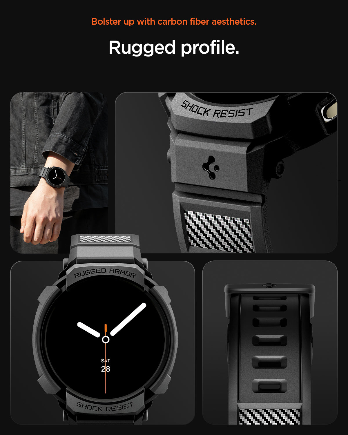 Spigen Rugged Armor Pro (Case + Band) For Samsung Galaxy Watch 8 Series 44mm