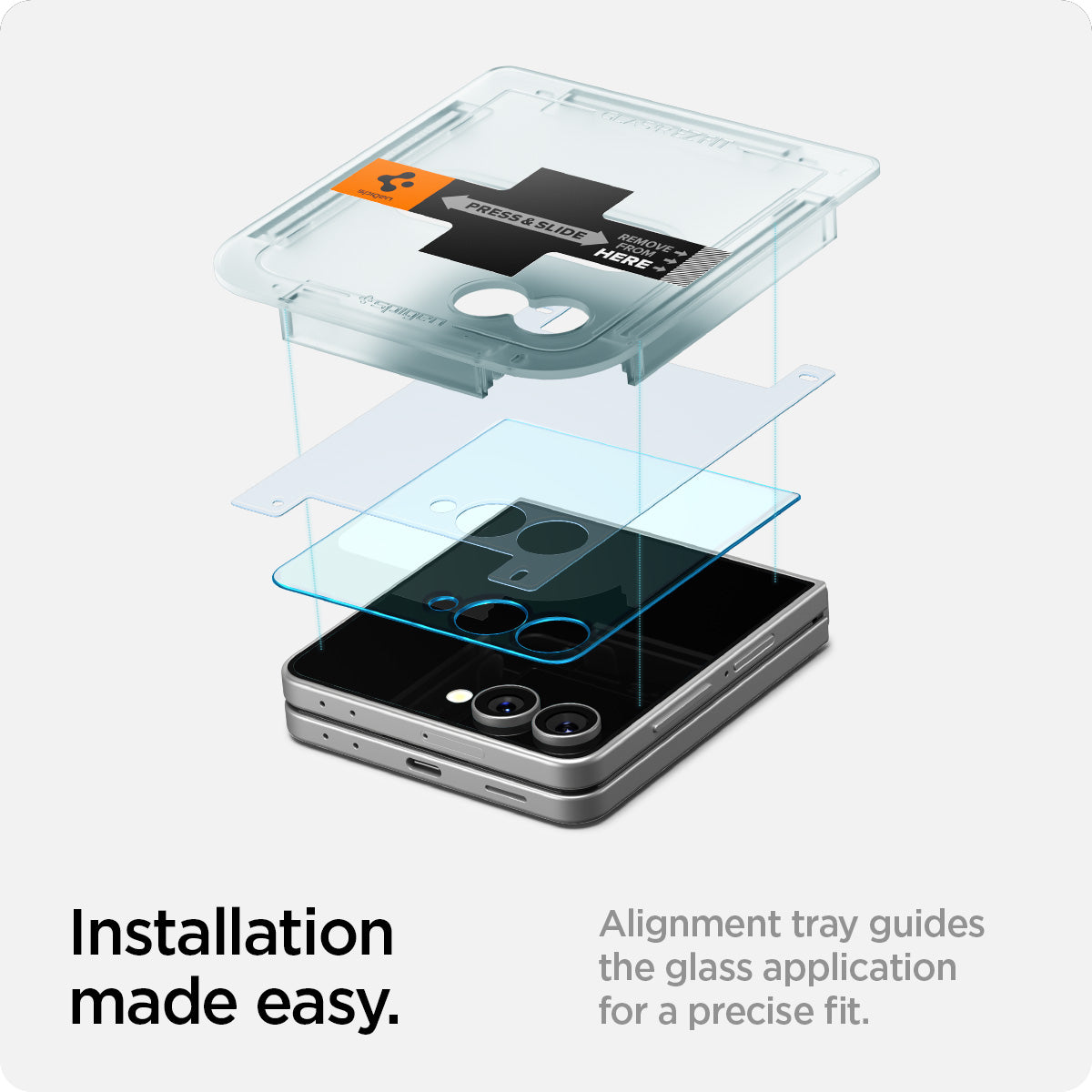 Spigen GLAS.tR EZ Fit Screen Protector for Samsung Galaxy Z Flip 7 - 2 Pack