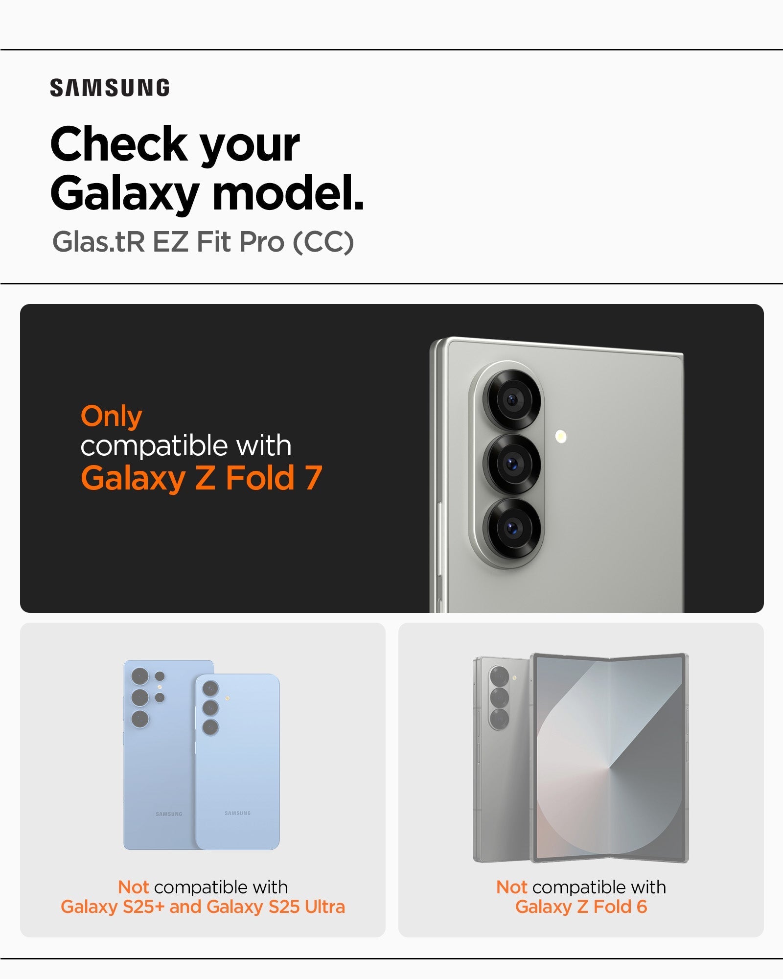 Spigen GLAS.tR EZ Fit Pro Screen Protector for Samsung Galaxy Z Fold 7 - 2 Pack