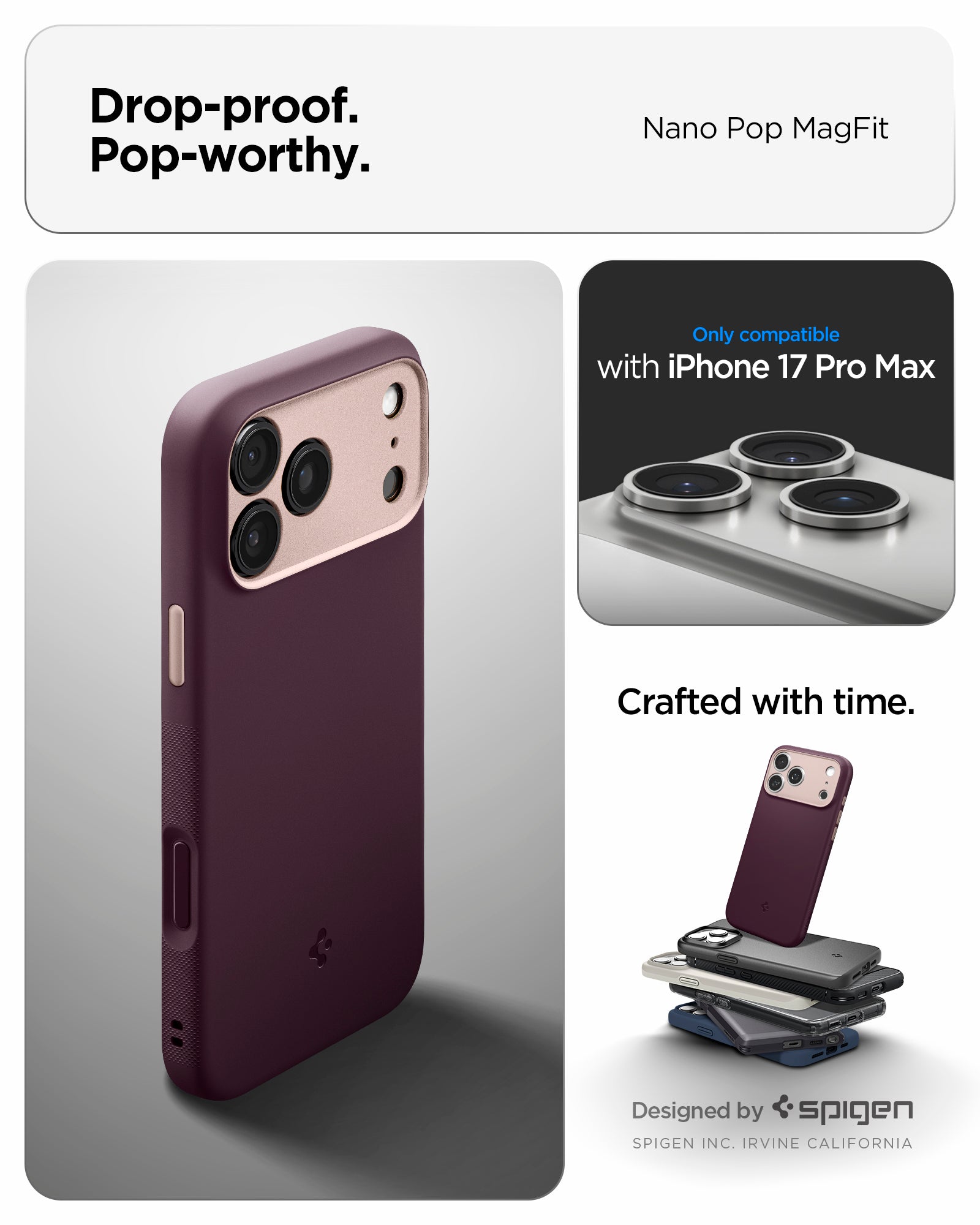 Spigen Nano Pop (Mag Fit) Case for iPhone 17 Pro Max - Burgundy Bean #color_burgundy-bean