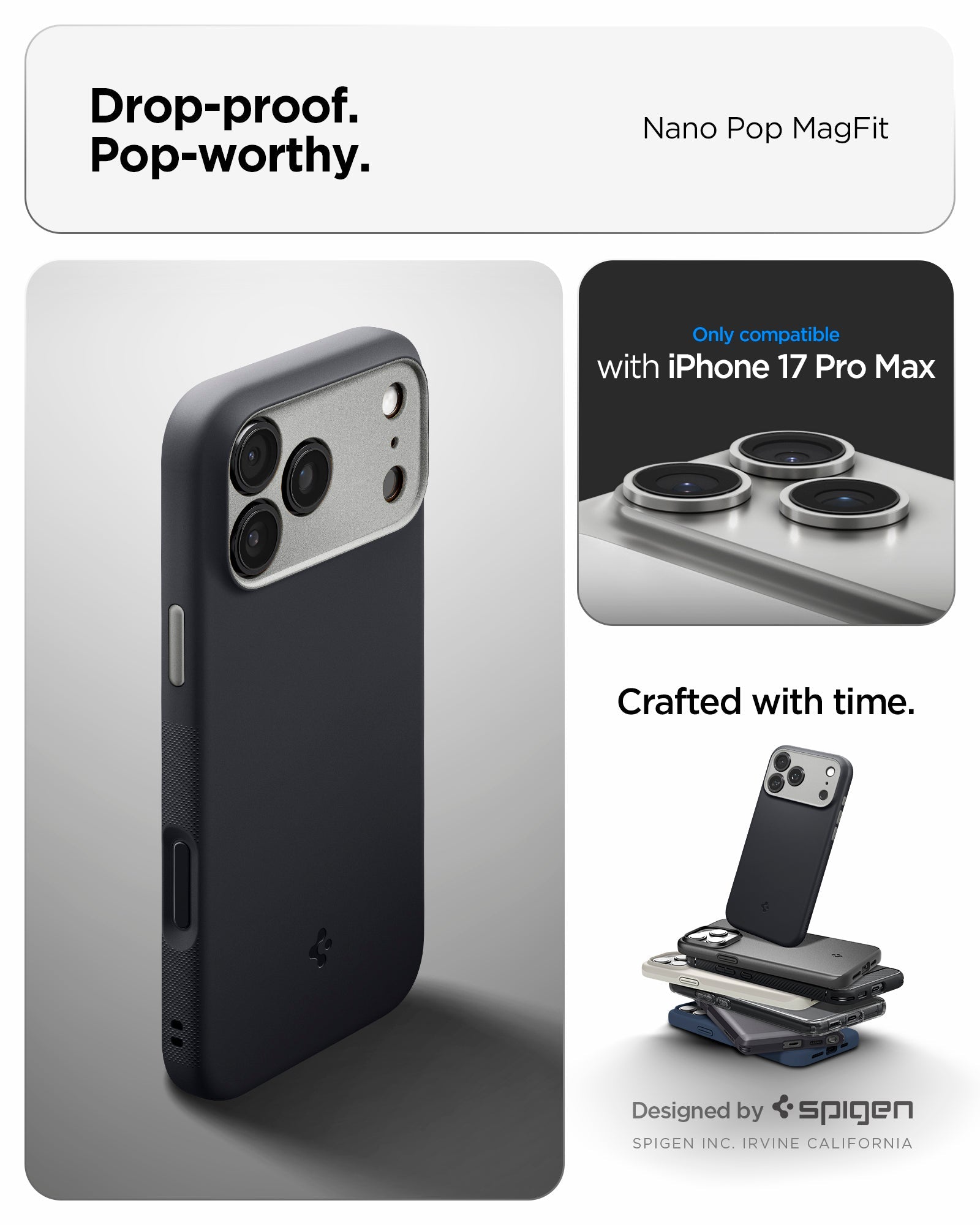 Spigen Nano Pop (Mag Fit) Case for iPhone 17 Pro Max - Black Sesame #color_black-sesame