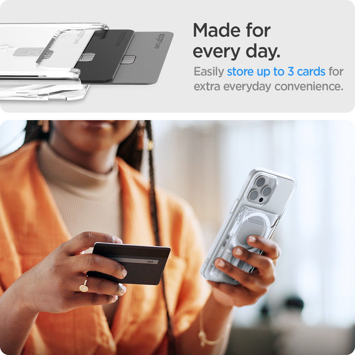 حافظة بطاقات Spigen Ultra Hybrid MagFit Wallet (MagFit) Clear
