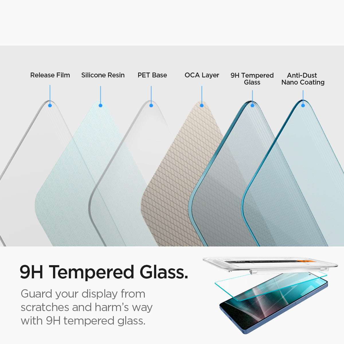 Spigen واقي شاشة GLAS.tR EZ Fit لهاتف Samsung Galaxy S25 Ultra - عبوة من قطعتين