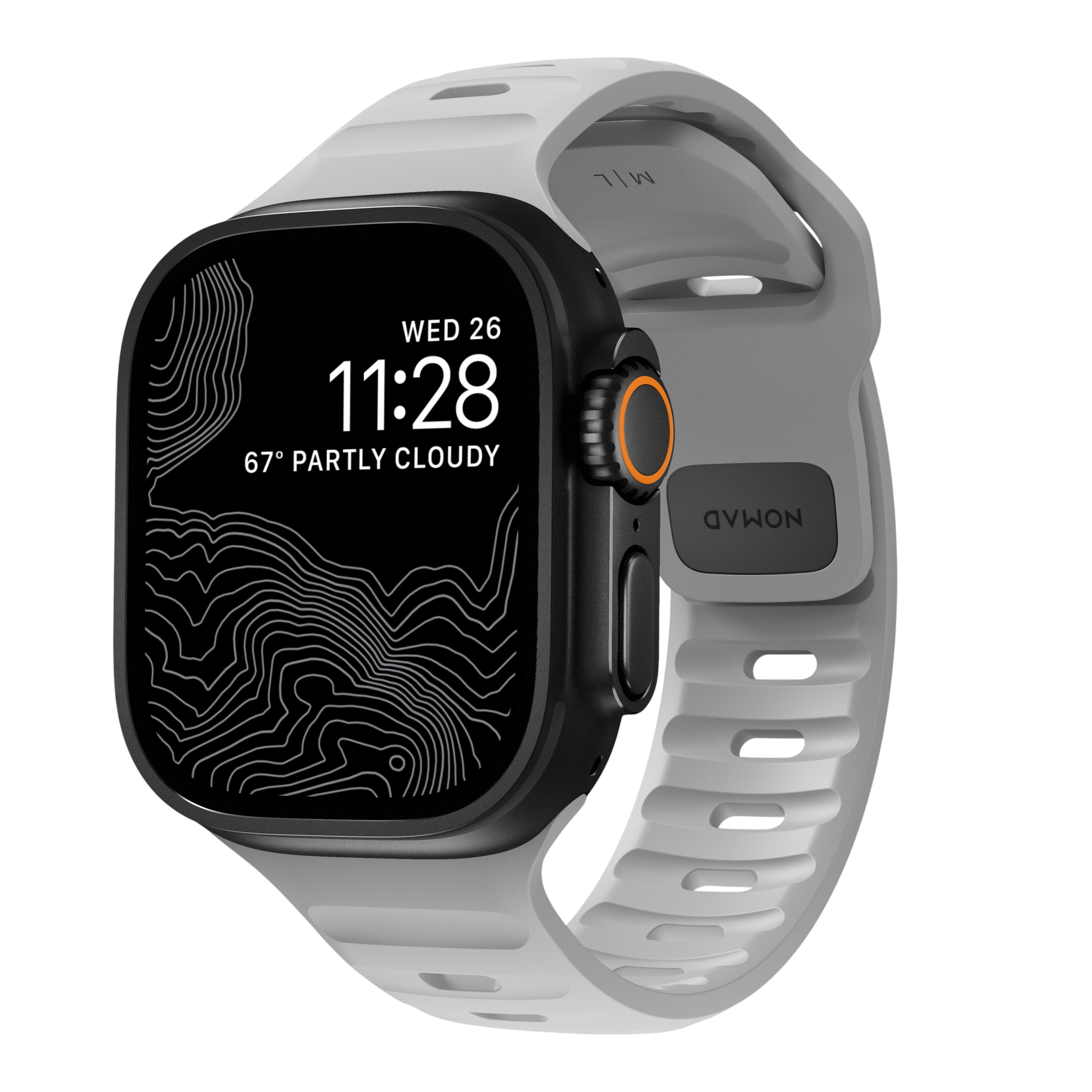 Nomad Waterproof Sport Band for Apple Watch 49mm / 46mm / 45mm - Lunar Gray