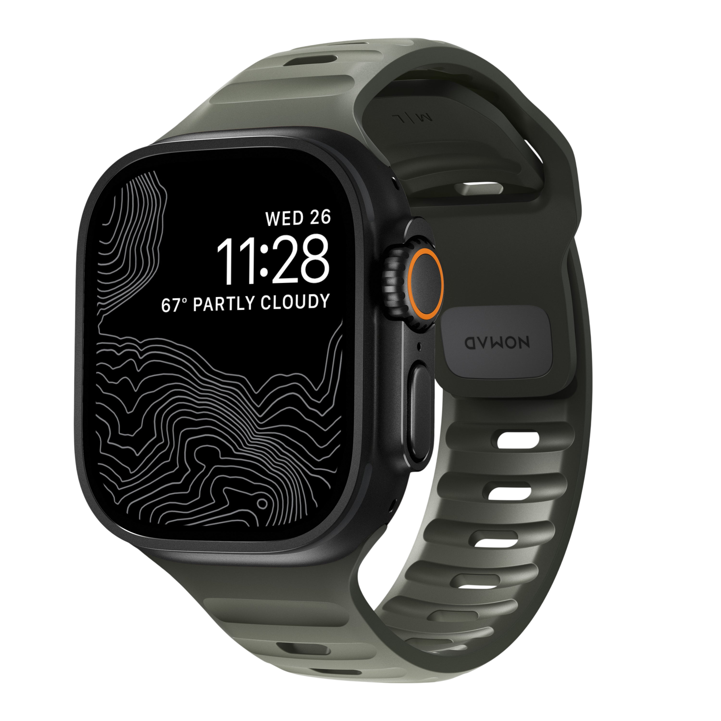 Nomad Waterproof Sport Band for Apple Watch 49mm / 46mm / 45mm - Ash Green