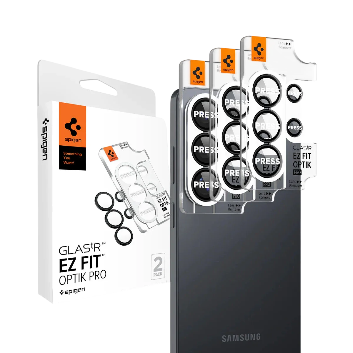 حامي عدسة Spigen Glas.tREZFit Optik Black لسلسلة Galaxy S26 Ultra - عبوة من 2