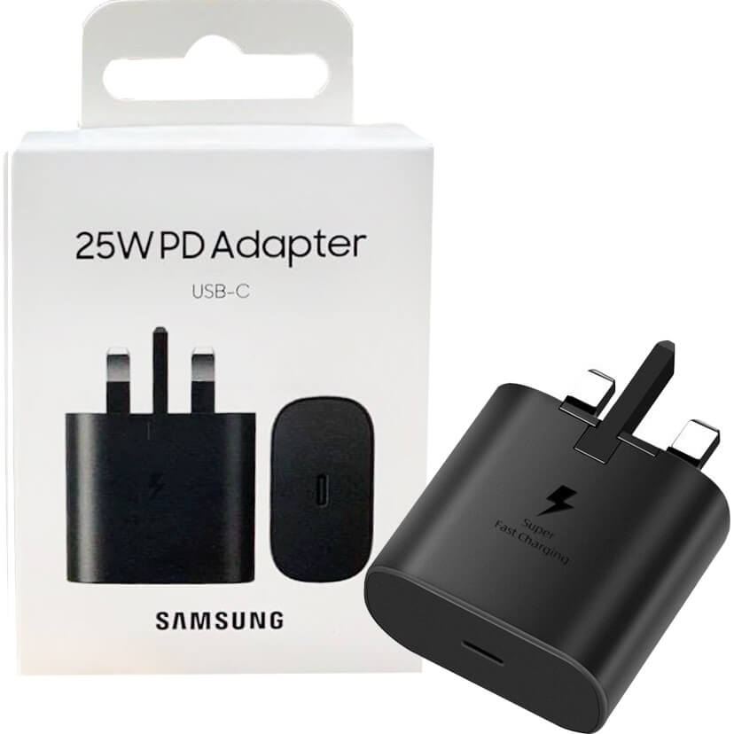 محول سامسونج 25 واط PD USB-C (3 دبابيس) - أسود