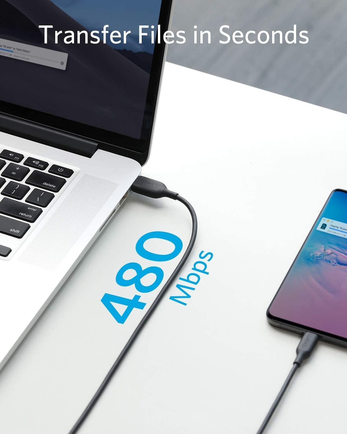 كابل أنكر باورلاين III USB-C إلى USB-C بقوة 60 واط - أسود مع ضمان رسمي لمدة 18 شهرًا
