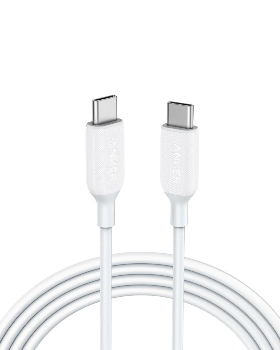 كابل أنكر باورلاين III USB-C إلى USB-C 100W بطول 1.8م - أبيض مع ضمان رسمي لمدة 18 شهرًا