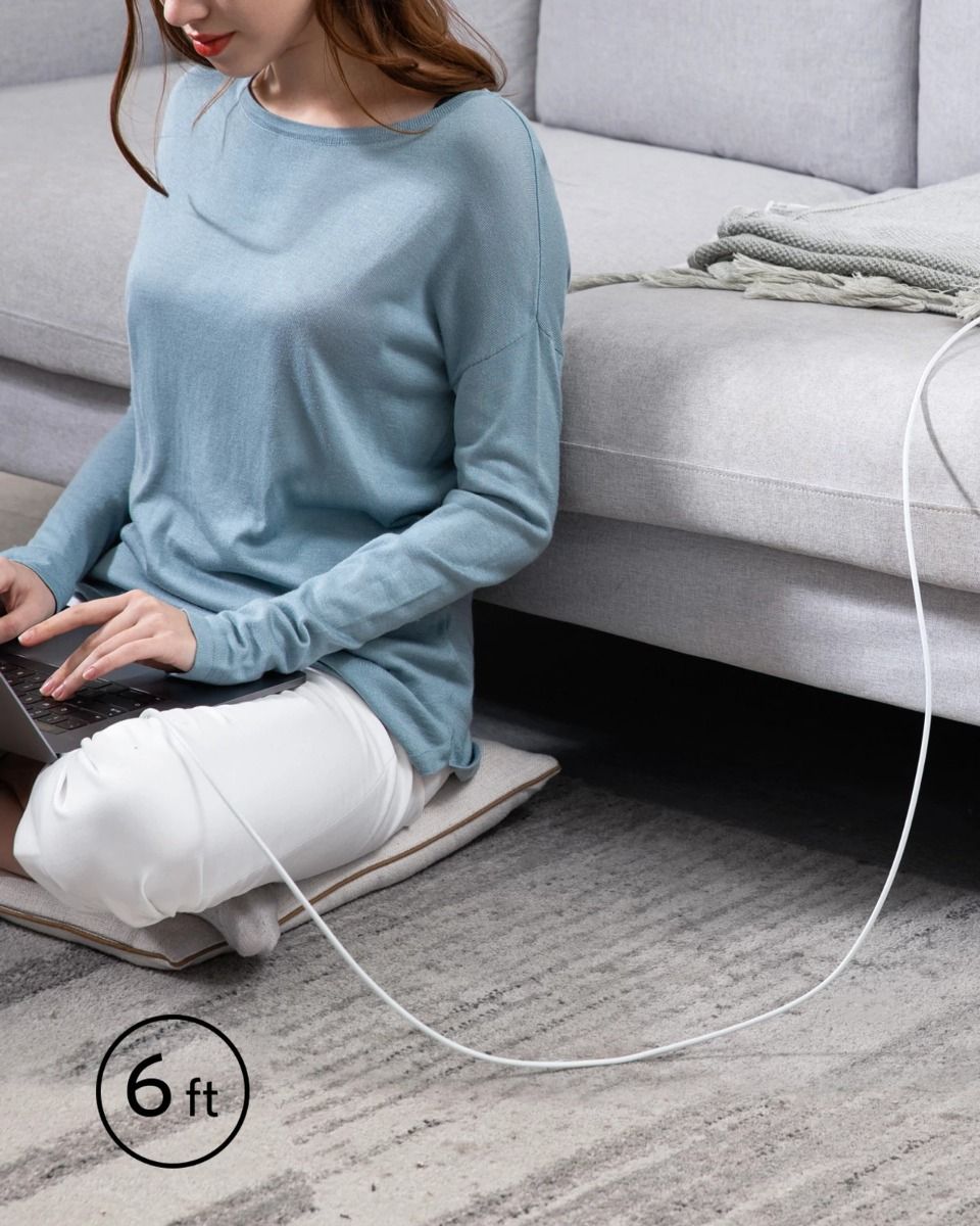 كابل أنكر باورلاين III USB-C إلى USB-C 100W بطول 1.8م - أبيض مع ضمان رسمي لمدة 18 شهرًا