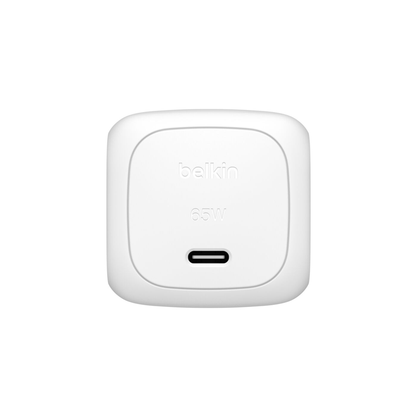 Belkin 65W USB-C wall charger charging laptop and phone
