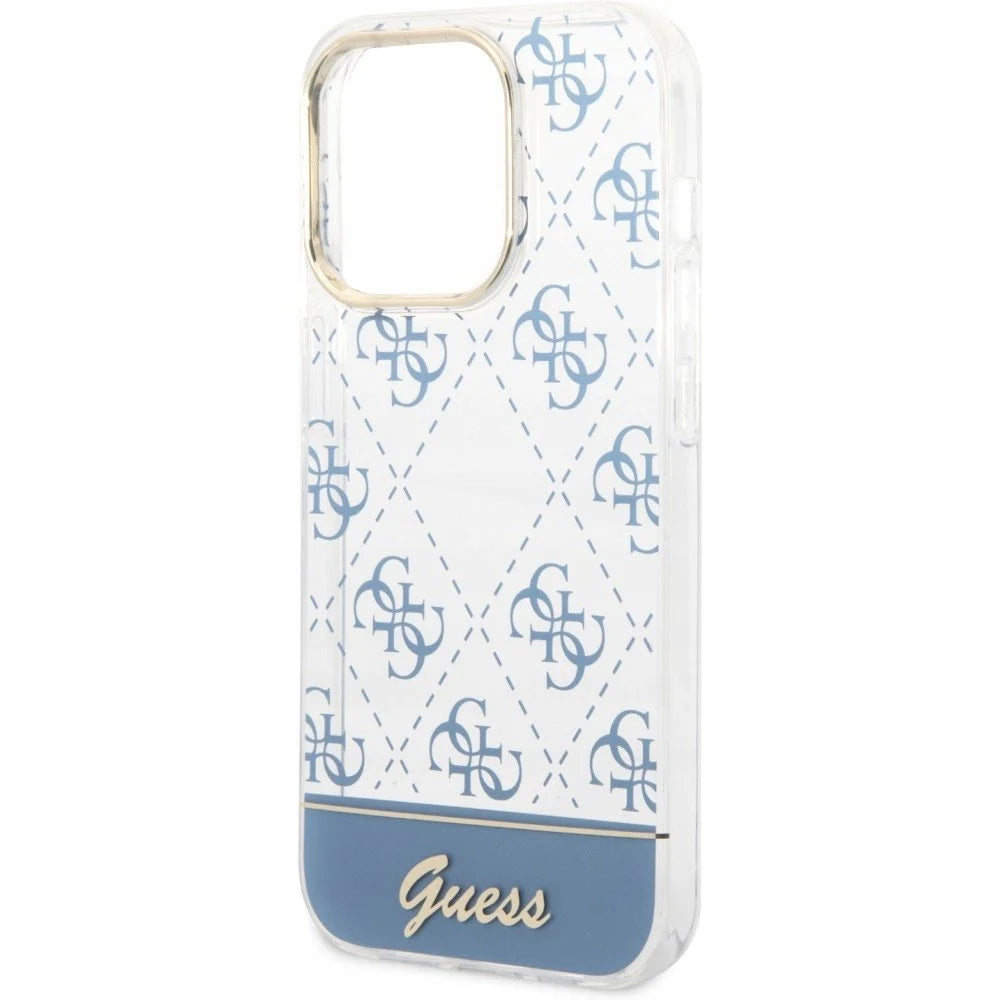 Guess Pattern Script Collection Hard Case Cover for iPhone 14 Pro Max - Blue