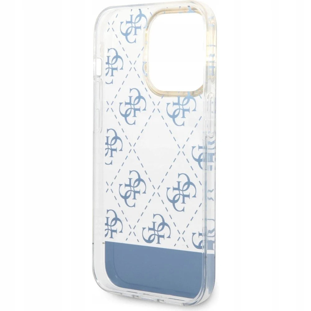 Guess Pattern Script Collection غطاء صلب لجهاز iPhone 14 Pro Max - أزرق
