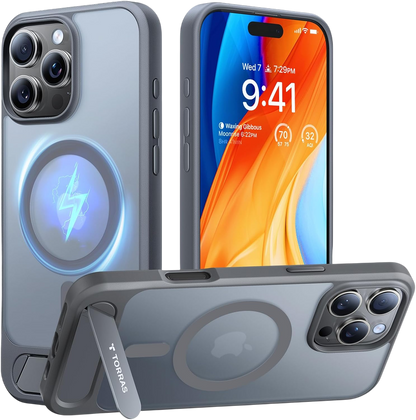 TORRAS Pstand Horizontal and Vertical Kickstand MagSafe Case for iPhone 16 Pro Max