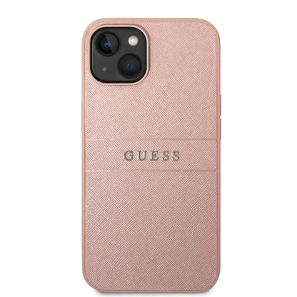 جراب Guess Leather Saffiano بشعار معدني لهاتف iPhone 13 / iPhone 14