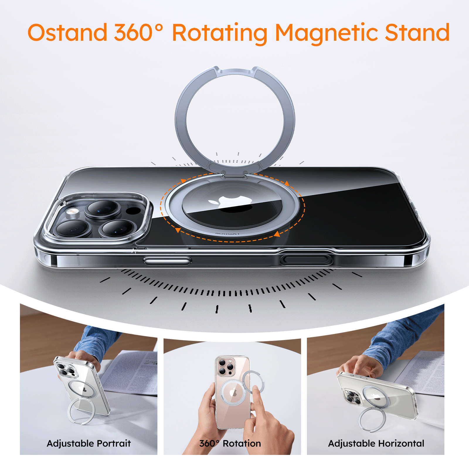 حافظة توراس Ostand Pro بحامل دوار 360° MagSafe لـ آيفون 16 برو