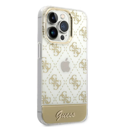 Guess غطاء صلب لجهاز iPhone 14 Pro - ذهبي