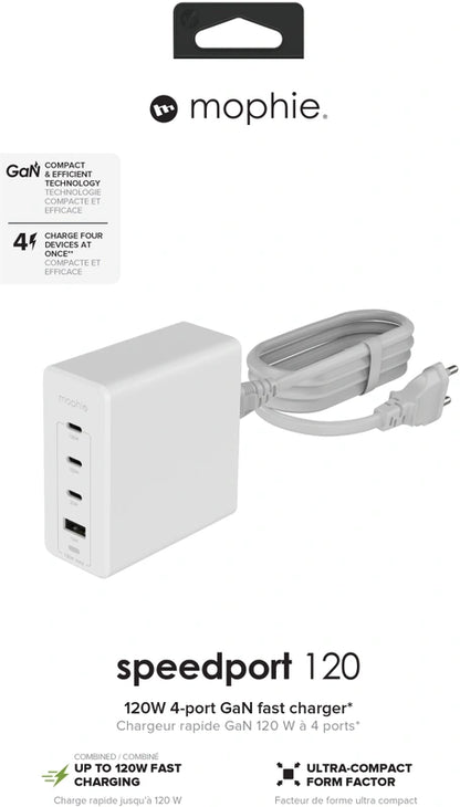 Mophie Wall Adapter 3 USB-C+1 USB-A 120W - White