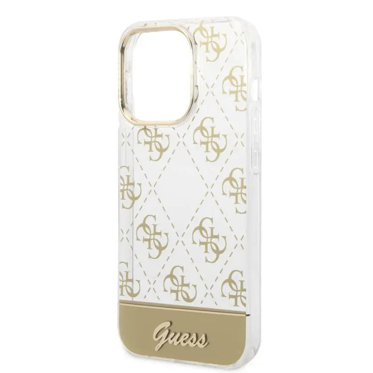 Guess غطاء صلب لجهاز iPhone 14 Pro - ذهبي