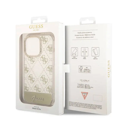 Guess غطاء صلب لجهاز iPhone 14 Pro - ذهبي