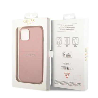 جراب Guess Leather Saffiano بشعار معدني لهاتف iPhone 13 / iPhone 14