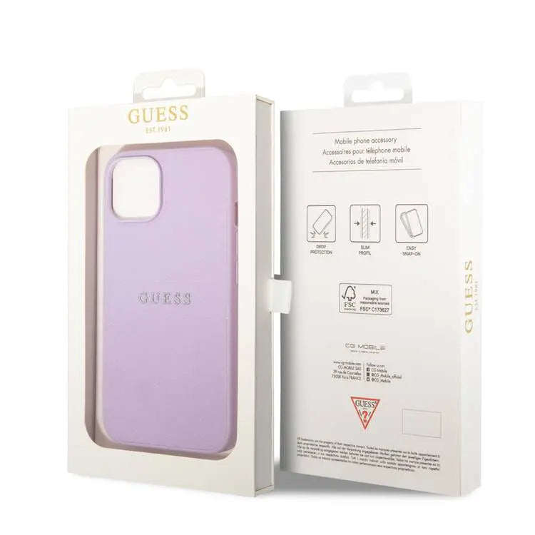Guess Leather Saffiano Case with Metal Logo for iPhone 13 / iPhone 14